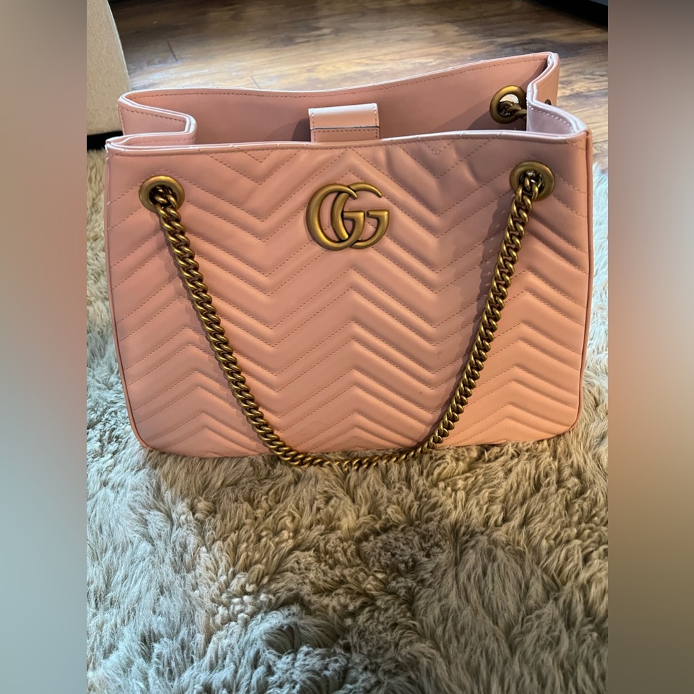Authentic Gucci Marmont Apollo Chevron Tote Shoulder Crossbody Bag